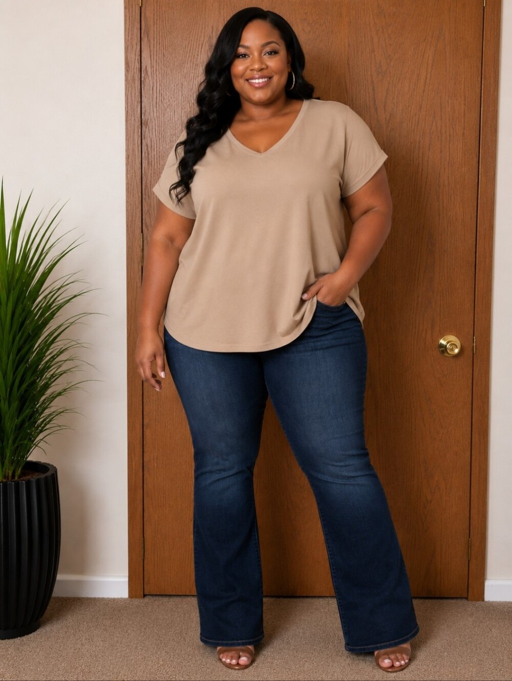 Plus Size Women’s Bootcut  Jeans in Dark Blue